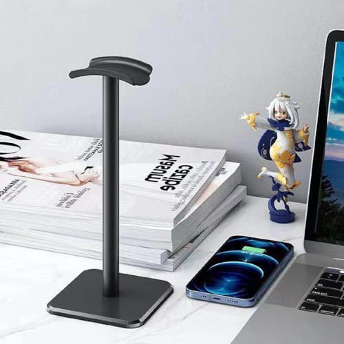 Headset Ständer, Headset Halterung, Gaming Kopfhörer Stander, Kopfhörerhalter Kopfhörerständer Ständer für Over Ear Kopfhörer Kopfhörer Haken mit Rutschfestem TPU-Silikon für Tisch Vitrine (Schwarz) Bild 2