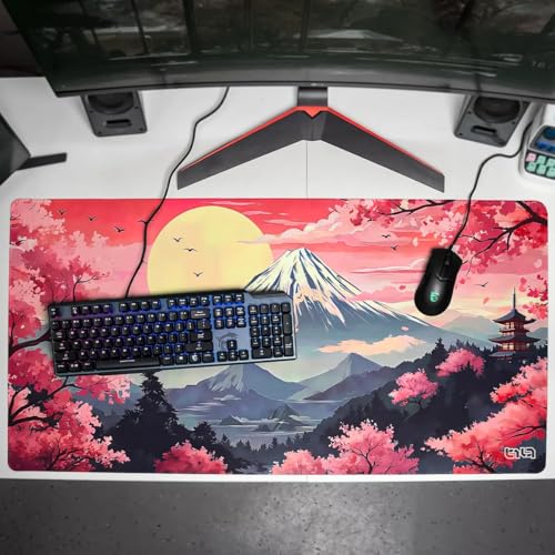 Tilt Premium Mauspad 1000x500x4mm Gaming Mousepad XXL | Rutschfester Schreibtischunterlage Groß für Schreibtisch und PC Gadgets | Wasserdichter Desk Mat (Japanese Forest) Bild 7