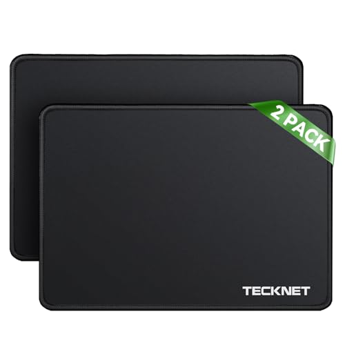 TECKNET Mauspad, 2 Pack Mousepad 270 x 210 mm, wasserdichte Gaming Mauspad Mausmatte mit vernähte Kanten, rutschfeste Gummiunterseite, Glatte Oberflächen, Geeignet für Computer, Laptop und PC Bild 1