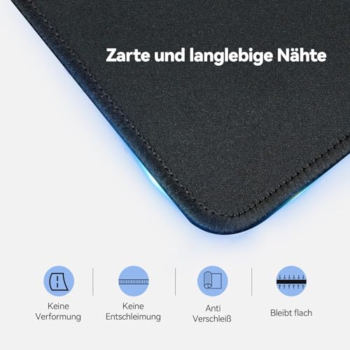 TECKNET Mauspad, 2 Pack Mousepad 270 x 210 mm, wasserdichte Gaming Mauspad Mausmatte mit vernähte Kanten, rutschfeste Gummiunterseite, Glatte Oberflächen, Geeignet für Computer, Laptop und PC Bild 2
