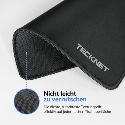 TECKNET Mauspad, 2 Pack Mousepad 270 x 210 mm, wasserdichte Gaming Mauspad Mausmatte mit vernähte Kanten, rutschfeste Gummiunterseite, Glatte Oberflächen, Geeignet für Computer, Laptop und PC Bild 4