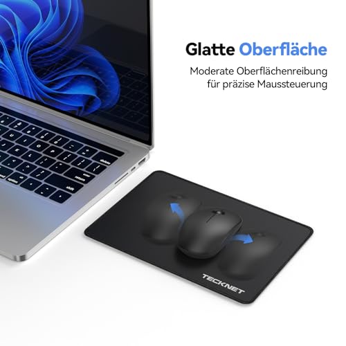 TECKNET Mauspad, 2 Pack Mousepad 270 x 210 mm, wasserdichte Gaming Mauspad Mausmatte mit vernähte Kanten, rutschfeste Gummiunterseite, Glatte Oberflächen, Geeignet für Computer, Laptop und PC Bild 5