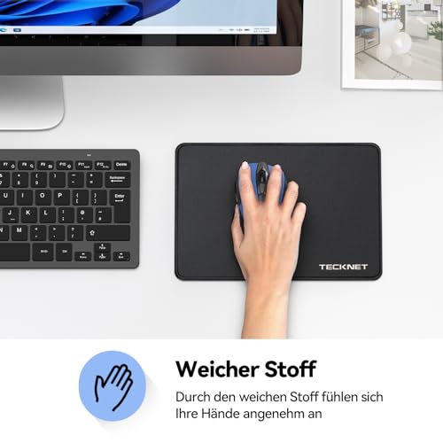 TECKNET Mauspad, 2 Pack Mousepad 270 x 210 mm, wasserdichte Gaming Mauspad Mausmatte mit vernähte Kanten, rutschfeste Gummiunterseite, Glatte Oberflächen, Geeignet für Computer, Laptop und PC Bild 6