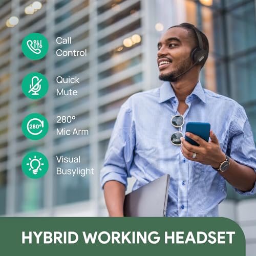 Yealink WH64 Hybrid DECT & Bluetooth Wireless Headset mit 3 Mikrofonen für die Arbeit mit Ladeständer, 492ft Reichweite, 26H Sprechzeit, Büro tragbare Single On Ear Headsets für Teams PC IP Telefon Bild 5