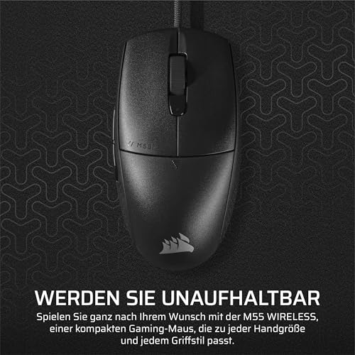 Corsair M55 Leichte FPS-Gaming-Maus mit Kabel – 16.000 DPI – Sechs Programmierbare Schaltflächen – Texturierte Seitengriffe – Schwarz Bild 2