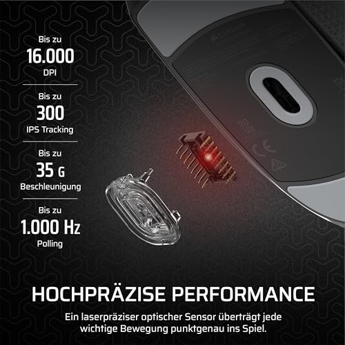 Corsair M55 Leichte FPS-Gaming-Maus mit Kabel – 16.000 DPI – Sechs Programmierbare Schaltflächen – Texturierte Seitengriffe – Schwarz Bild 5