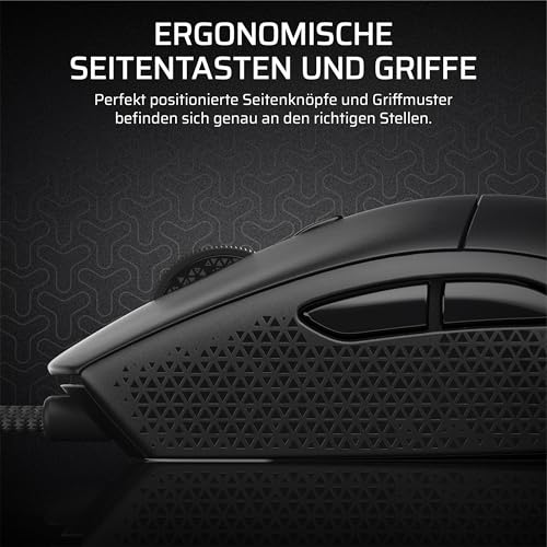 Corsair M55 Leichte FPS-Gaming-Maus mit Kabel – 16.000 DPI – Sechs Programmierbare Schaltflächen – Texturierte Seitengriffe – Schwarz Bild 6