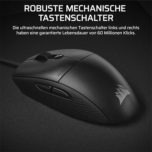 Corsair M55 Leichte FPS-Gaming-Maus mit Kabel – 16.000 DPI – Sechs Programmierbare Schaltflächen – Texturierte Seitengriffe – Schwarz Bild 7