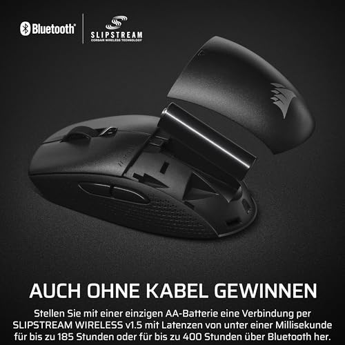 Corsair M55 Wireless Leichte FPS-Gaming-Maus – 2,4GHz & Bluetooth – 24.000 DPI – Langlebige Lebensdauer der Batterie – Sechs Programmierbare Schaltflächen – Texturierte Seitengriffe – Schwarz Bild 5