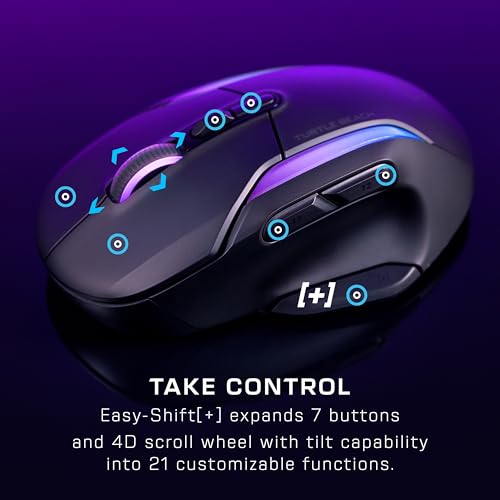 Turtle Beach Kone II Air – Kabellose, ergonomische RGB-Gaming-Maus, 350-Stunden-Akku, optischer 26K DPI Sensor, 21 programmierbare Funktionen, 4D-Free-Spin-Scroll-Rad, Schwarz Bild 2