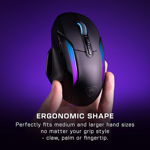 Turtle Beach Kone II Air – Kabellose, ergonomische RGB-Gaming-Maus, 350-Stunden-Akku, optischer 26K DPI Sensor, 21 programmierbare Funktionen, 4D-Free-Spin-Scroll-Rad, Schwarz Bild 3