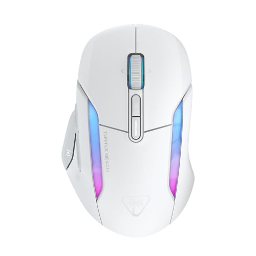 Turtle Beach Kone II Air – Kabellose, ergonomische RGB-Gaming-Maus, 350-Stunden-Akku, optischer 26K DPI Sensor, 21 programmierbare Funktionen, 4D-Free-Spin-Scroll-Rad, Weiß Bild 1