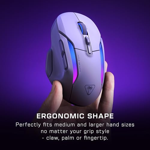 Turtle Beach Kone II Air – Kabellose, ergonomische RGB-Gaming-Maus, 350-Stunden-Akku, optischer 26K DPI Sensor, 21 programmierbare Funktionen, 4D-Free-Spin-Scroll-Rad, Weiß Bild 3