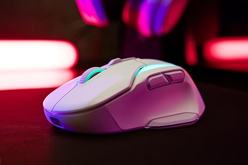 Turtle Beach Kone II Air – Kabellose, ergonomische RGB-Gaming-Maus, 350-Stunden-Akku, optischer 26K DPI Sensor, 21 programmierbare Funktionen, 4D-Free-Spin-Scroll-Rad, Weiß Bild 5