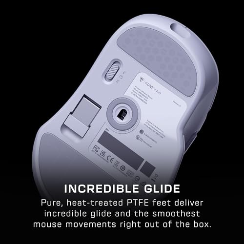 Turtle Beach Kone II Air – Kabellose, ergonomische RGB-Gaming-Maus, 350-Stunden-Akku, optischer 26K DPI Sensor, 21 programmierbare Funktionen, 4D-Free-Spin-Scroll-Rad, Weiß Bild 6
