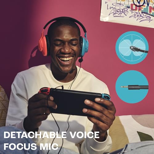 JBL Quantum 100N, kabelgebundenes Over-Ear-Gaming-Headset mit abnehmbarem Mikrofon, JBL QuantumSOUND Signature, Memory Foam, Multi-Plattform-Kompatibilität und Windows Sonic Spatial Sound, Blau/Rot Bild 3