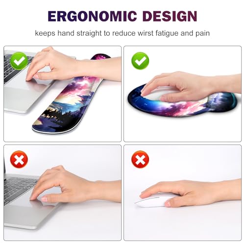 Gaming-Mauspad, große Schreibtischunterlage, niedlicher Schreibtischunterlage, 4-in-1 XXL-Mauspad + Tastatur-Handgelenkauflage + Maus-Handgelenkauflage + Untersetzer-Set mit ergonomischer Bild 3
