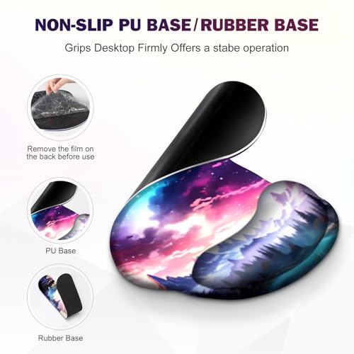 Gaming-Mauspad, große Schreibtischunterlage, niedlicher Schreibtischunterlage, 4-in-1 XXL-Mauspad + Tastatur-Handgelenkauflage + Maus-Handgelenkauflage + Untersetzer-Set mit ergonomischer Bild 6