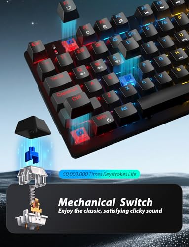 Kabellose mechanische Gaming-Tastatur und -Maus-Kombination, 98 Tasten, RGB-Hintergrundbeleuchtung, brauner Schalter, ergonomische kabellose Gaming-Maus und Mauspad, 3 Modi USB-C/2,4 G/BT5.0, Bild 2