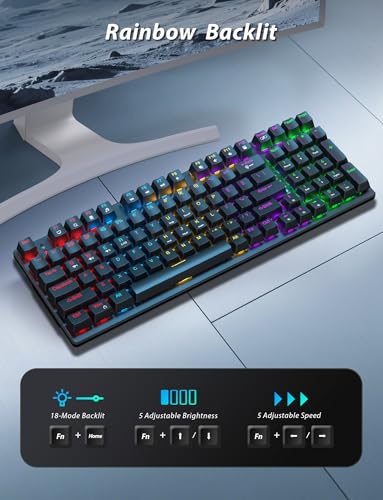 Kabellose mechanische Gaming-Tastatur und -Maus-Kombination, 98 Tasten, RGB-Hintergrundbeleuchtung, brauner Schalter, ergonomische kabellose Gaming-Maus und Mauspad, 3 Modi USB-C/2,4 G/BT5.0, Bild 5