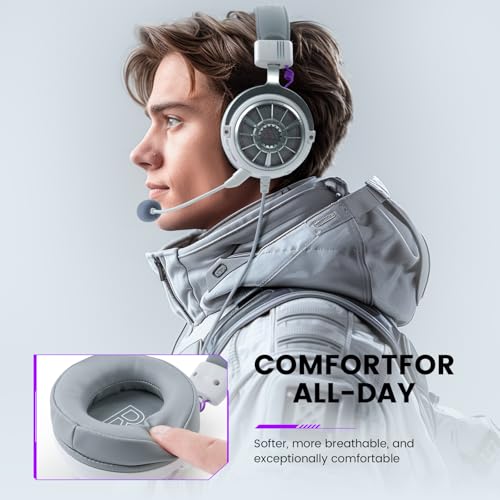 EKSA Gaming Headset PC, PS4 Gaming Kopfhörer mit Mikrofon, Over Ear kopfhörer 3.5 mm Kabel, Abnehmbarem Noise Cancelling Mic, Bass Surround Sound, Headphones für PS5 Gamer, Xbox, Switch, Laptop, weiß Bild 6
