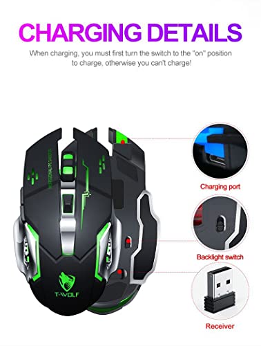 Thunder Wolf Q13 Ladestummschaltung, kabellose Maus, Gaming-Business, leuchtende mechanische Maus, grenzüberschreitend [Q13 Dual-Modus], Sterngrau Bild 6