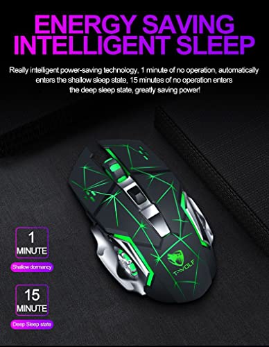 Thunder Wolf Q13 Ladestummschaltung, kabellose Maus, Gaming-Business, leuchtende mechanische Maus, grenzüberschreitend [Q13 Dual-Modus], Sterngrau Bild 7