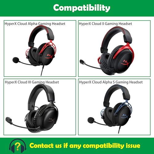 Ohrpolster + Kopfband kompatibel mit HyperX Cloud Alpha, Cloud II, Cloud III, Cloud Alpha S Gaming Headsets Ohrpolster Ersatz mit strapazierfähigem & atmungsaktivem Stoff/hochdichtem Schaum Bild 3