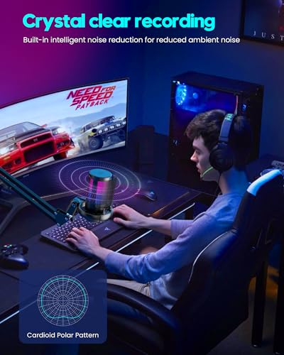 Gaming Mikrofon Mit Arm - RGB Podcast Mikrofon für PC, Streaming, PS4/PS5/MAC - USB Microphone Bild 7