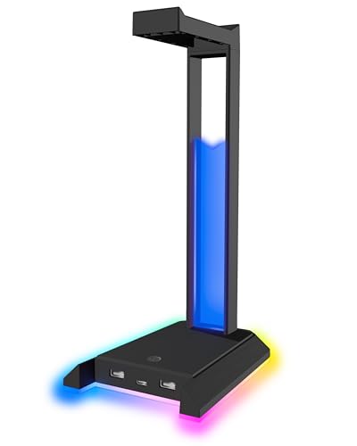 Speedlink EXCELLO NX - Gaming-Headset-Halterung, Kopfhörerhalterung, RGB Kopfhörer Ständer mit LED Beleuchtung, 9 Beleuchtungsmodi, USB Hub 2.0 mit 1 USB-C und 2 USB-A Ports, schwarz Bild 1