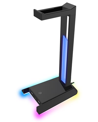 Speedlink EXCELLO NX - Gaming-Headset-Halterung, Kopfhörerhalterung, RGB Kopfhörer Ständer mit LED Beleuchtung, 9 Beleuchtungsmodi, USB Hub 2.0 mit 1 USB-C und 2 USB-A Ports, schwarz Bild 2