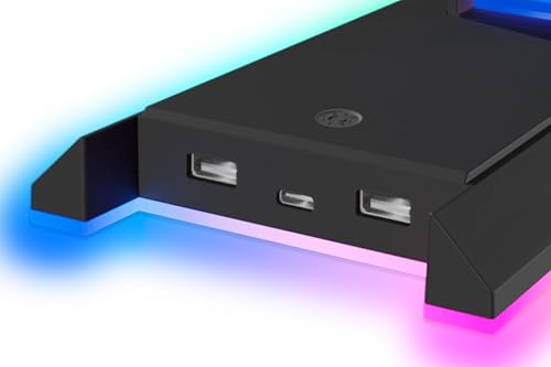 Speedlink EXCELLO NX - Gaming-Headset-Halterung, Kopfhörerhalterung, RGB Kopfhörer Ständer mit LED Beleuchtung, 9 Beleuchtungsmodi, USB Hub 2.0 mit 1 USB-C und 2 USB-A Ports, schwarz Bild 6