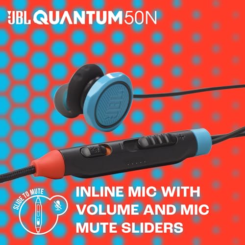 JBL Quantum 50N, kabelgebundenes In-Ear Gaming-Headset mit JBL QuantumSOUND Signature, Sprackfokus-Mikrofon, Lautstärke-Slider und Stummschaltung, Multi-Plattform-Kompatibilität, Twistlock, Blau/Rot Bild 5