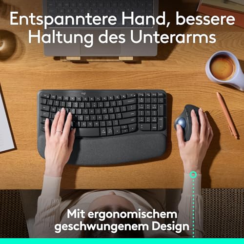 Logitech Ergo M575S kabellose Trackball-Maus, kabellose ergonomische Maus mit Bluetooth und verschlüsseltem Dongle, komfortable Daumensteuerung, für PC/Mac - Grafit Bild 3