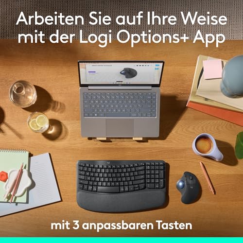 Logitech Ergo M575S kabellose Trackball-Maus, kabellose ergonomische Maus mit Bluetooth und verschlüsseltem Dongle, komfortable Daumensteuerung, für PC/Mac - Grafit Bild 5