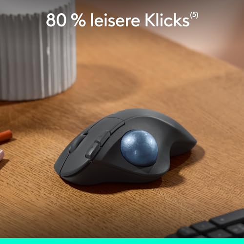 Logitech Ergo M575S kabellose Trackball-Maus, kabellose ergonomische Maus mit Bluetooth und verschlüsseltem Dongle, komfortable Daumensteuerung, für PC/Mac - Grafit Bild 7