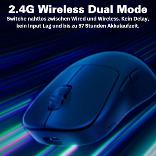 Nyfter - Premium Gaming Maus ELT Ergolight 4K Kabellos 52g Superlight Pixart PAW 3995 bis zu 26000 DPI für Ultra fastes Gameplay (Black) Bild 3