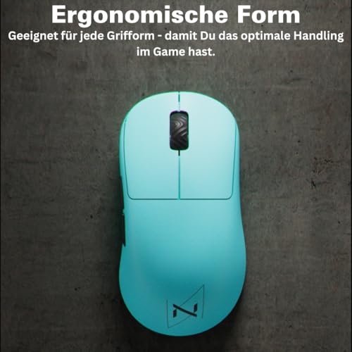 Nyfter - Premium Gaming Maus ELT Ergolight 4K Kabellos 52g Superlight Pixart PAW 3995 bis zu 26000 DPI für Ultra fastes Gameplay (Black) Bild 4