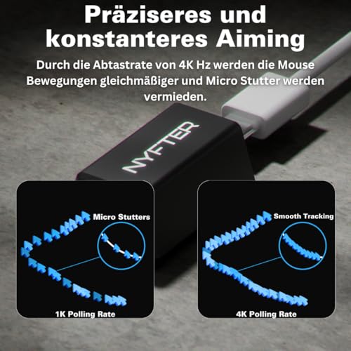 Nyfter - Premium Gaming Maus ELT Ergolight 4K Kabellos 52g Superlight Pixart PAW 3995 bis zu 26000 DPI für Ultra fastes Gameplay (Black) Bild 6
