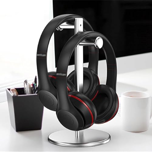 Headset-Halter, Aluminium-Doppel-Headset-Ständer, Kopfhörerständer, am Kopf montierter Gaming-Headset-Halter für alle Kopfhörergrößen Bild 4