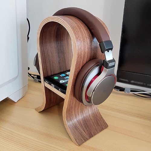Kopfhörerständer/Headset-Halter aus Holz, Walnuss-Finish, Gaming-Kopfhörer-Display, kreatives Computer-Kopfhörer-Regal, Headset-Aufhänger Bild 2