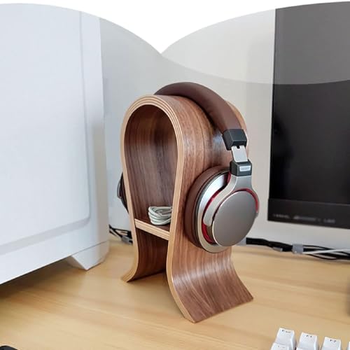 Kopfhörerständer/Headset-Halter aus Holz, Walnuss-Finish, Gaming-Kopfhörer-Display, kreatives Computer-Kopfhörer-Regal, Headset-Aufhänger Bild 6
