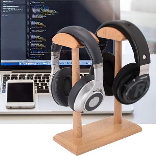Kopfhörerständer aus Holz, Design mit doppeltem Kopfhörerhalter, kreatives Kopfhörer-Display-Regal für die meisten Musik-Gaming-Headsets Bild 2