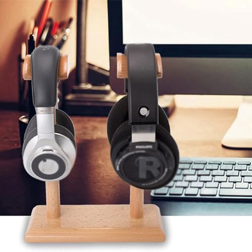 Kopfhörerständer aus Holz, Design mit doppeltem Kopfhörerhalter, kreatives Kopfhörer-Display-Regal für die meisten Musik-Gaming-Headsets Bild 4