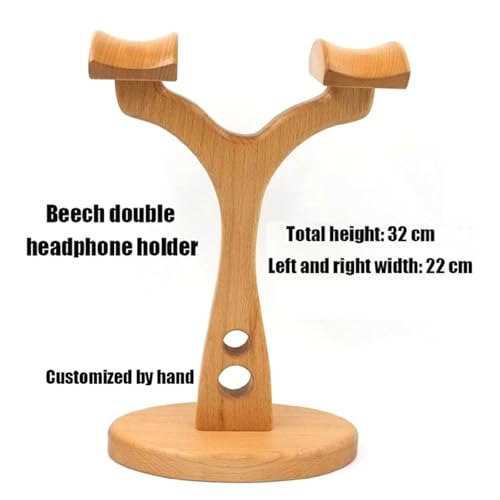 TOMRAIN Holz-Kopfhörerständer, Doppel-Headset-Ständer für Schreibtisch, Gaming-Headset-Halter, Kopfhörerständer, universeller Over-Ear-Headset-Ständer Bild 2