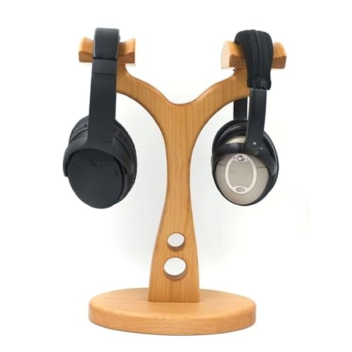 TOMRAIN Holz-Kopfhörerständer, Doppel-Headset-Ständer für Schreibtisch, Gaming-Headset-Halter, Kopfhörerständer, universeller Over-Ear-Headset-Ständer Bild 3