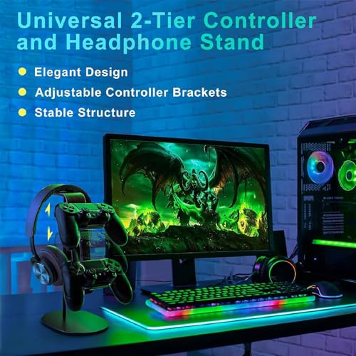 TOMRAIN Kopfhörerständer, Schwerer Gaming-Headset-Halter, Desktop-Headset-Halter, Game-Controller-Halter und Headset-Halter für alle Kopfhörer Bild 7