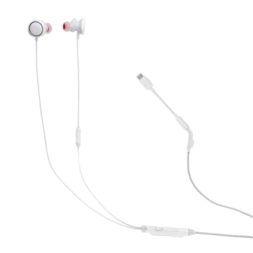 JBL Quantum 50C, kabelgebundenes In-Ear-USB-C-Gaming-Headset mit JBL QuantumSURROUND Sound, Multi-Plattform-Kompatibilität, sprachfokussiertem Mikrofon, Lautstärke-Slider und Stummschaltung, Weiß Bild 1