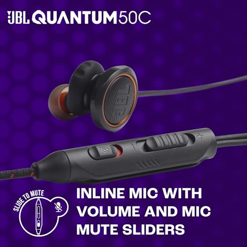 JBL Quantum 50C, kabelgebundenes In-Ear-USB-C-Gaming-Headset mit JBL QuantumSURROUND Sound, Multi-Plattform-Kompatibilität, sprachfokussiertem Mikrofon, Lautstärke-Slider und Stummschaltung, Weiß Bild 5