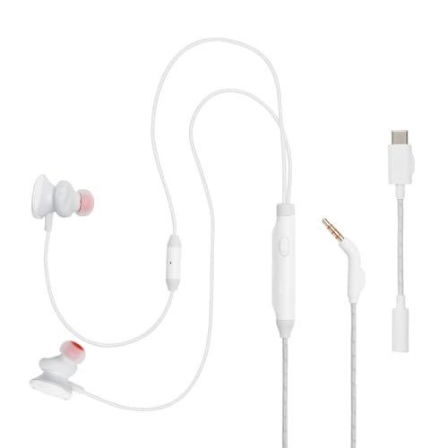 JBL Quantum 50C, kabelgebundenes In-Ear-USB-C-Gaming-Headset mit JBL QuantumSURROUND Sound, Multi-Plattform-Kompatibilität, sprachfokussiertem Mikrofon, Lautstärke-Slider und Stummschaltung, Weiß Bild 6